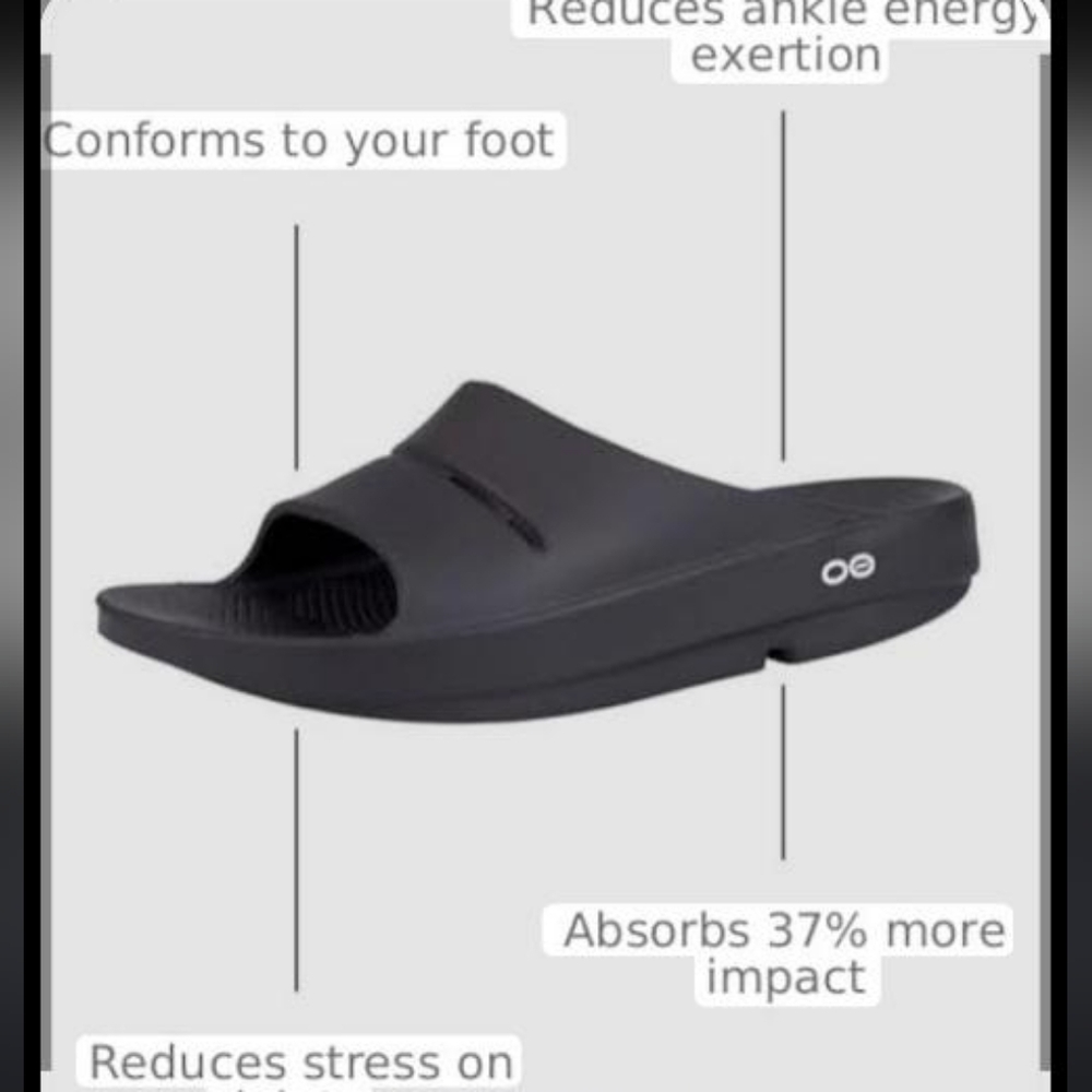 OOFOS OOahhh Recovery Black Foam Slide Sandal Slip On Original Men 10 Women 12 - Picture 13 of 13